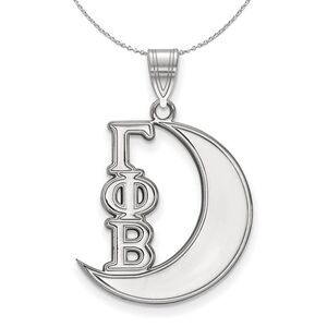 Sterling Silver Gamma Phi Beta Medium Pendant Necklace - 24 Inch